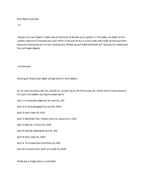 3rd Example cashbook - Assignment - 3rd Example Making of Triple Column ...