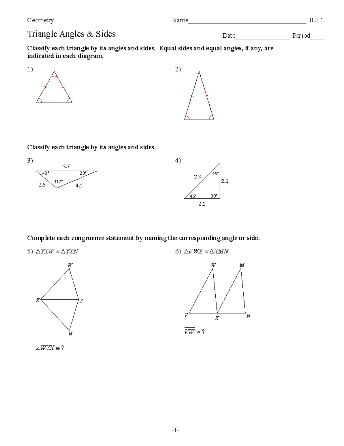 Matthew Palmer - Triangle Angle & Sides worksheet - ©s m 2 A 0 L 2 B 1 ...