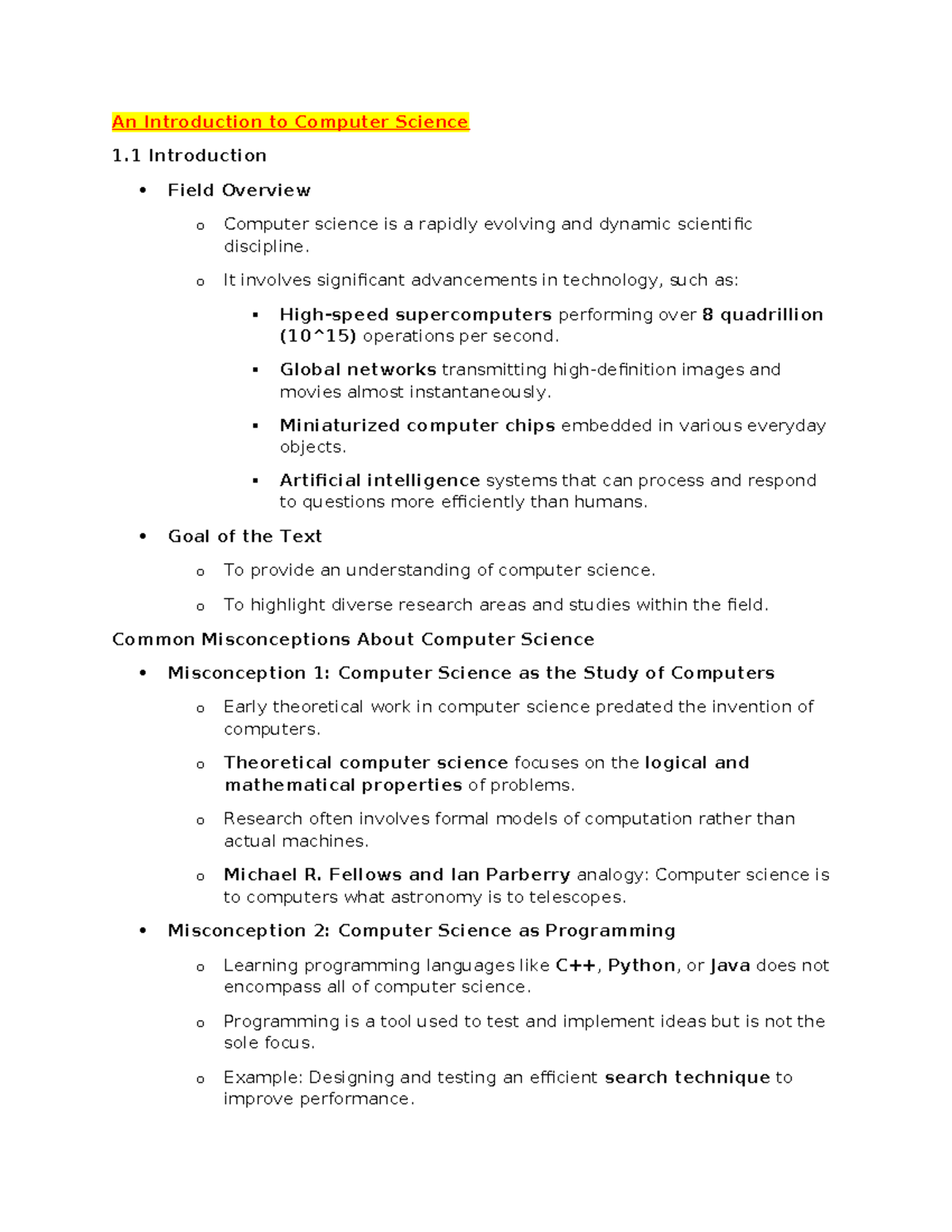 Comp 200 ch 1 - lecture notes - An Introduction to Computer Science 1 ...