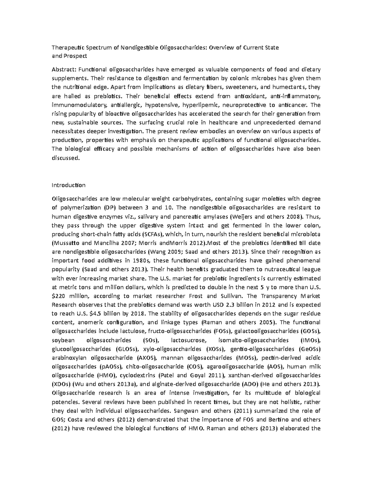 Traducción En Ingles - Nota: 10 - Therapeutic Spectrum Of Nondigestible 