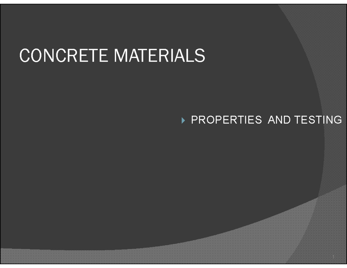 Concrete technology - CONCRETE MATERIALS PROPERTIES AND TESTING Cement ...