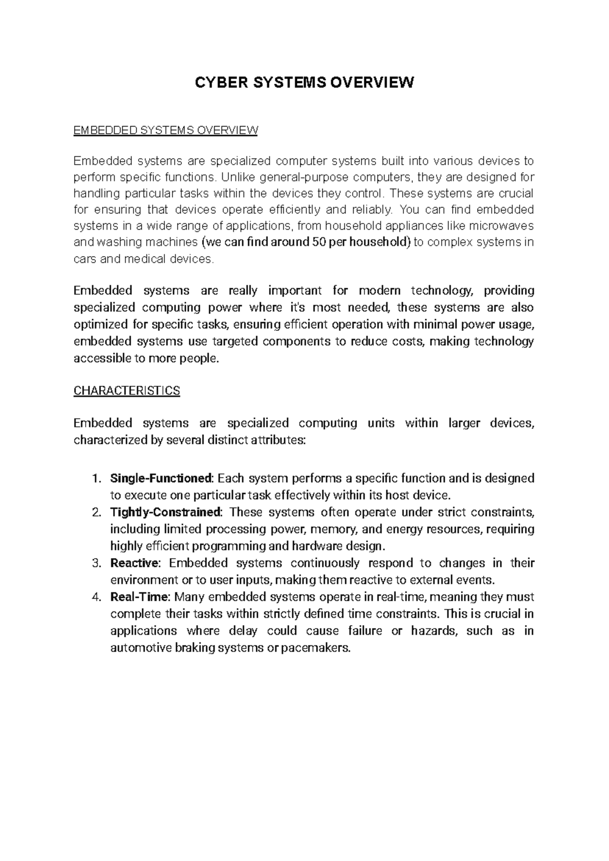 Cyber Systems Overview - CYBER SYSTEMS OVERVIEW EMBEDDED SYSTEMS ...