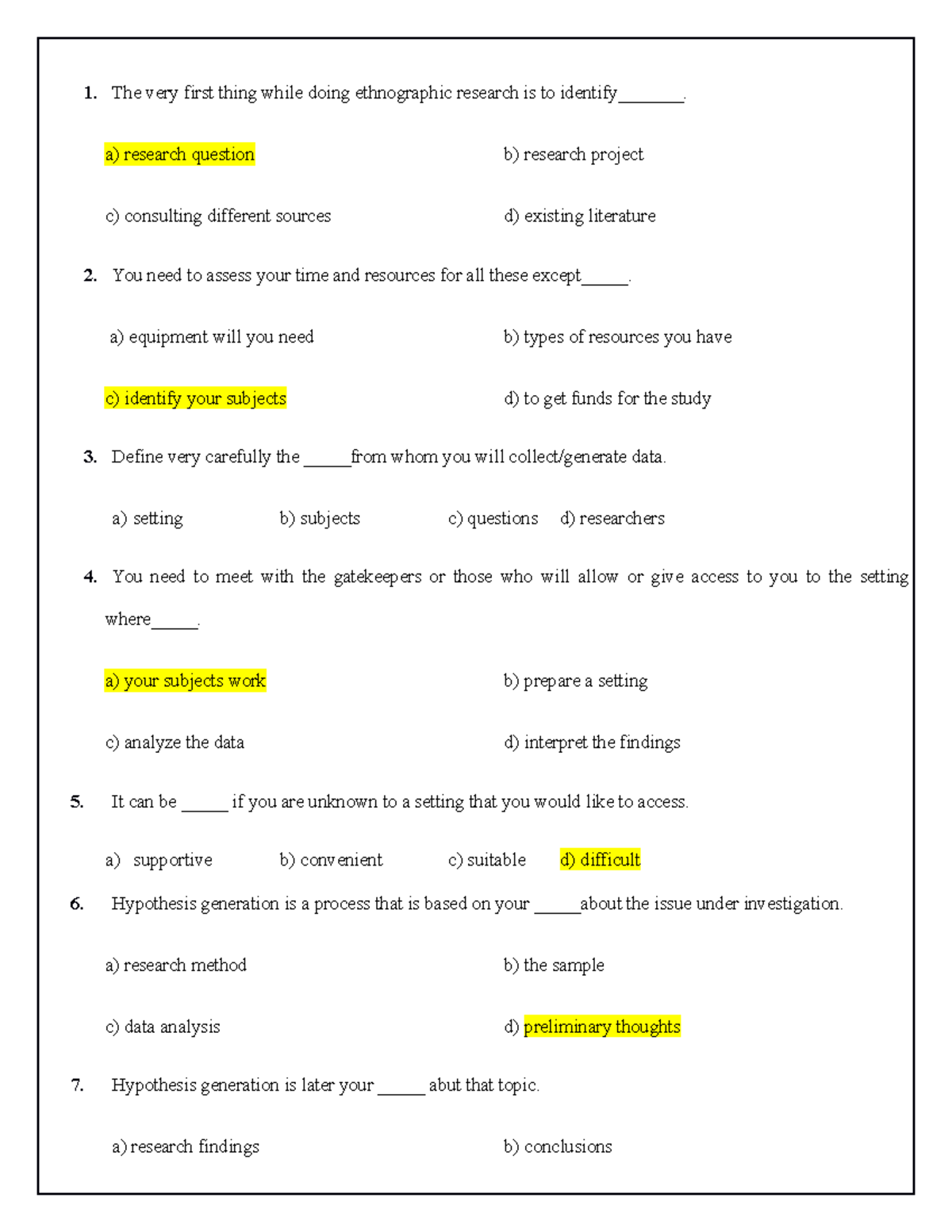 A Final MCQ(Sp) - Copy - 1. The very first thing while doing ...