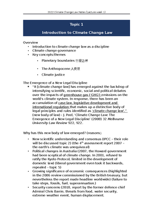 2022 Climate Change Law Notes (Lecture week 4, part 2) - Topic 4 ...