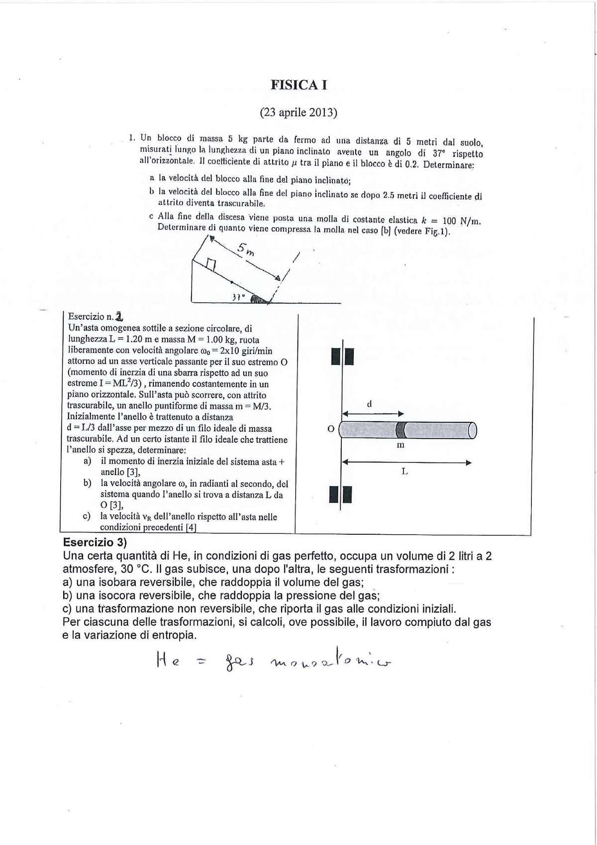 Fisica 1aprile 2013 - Esame Con Soluzioni - FISICA I (23 Aprile 2013) 1 ...