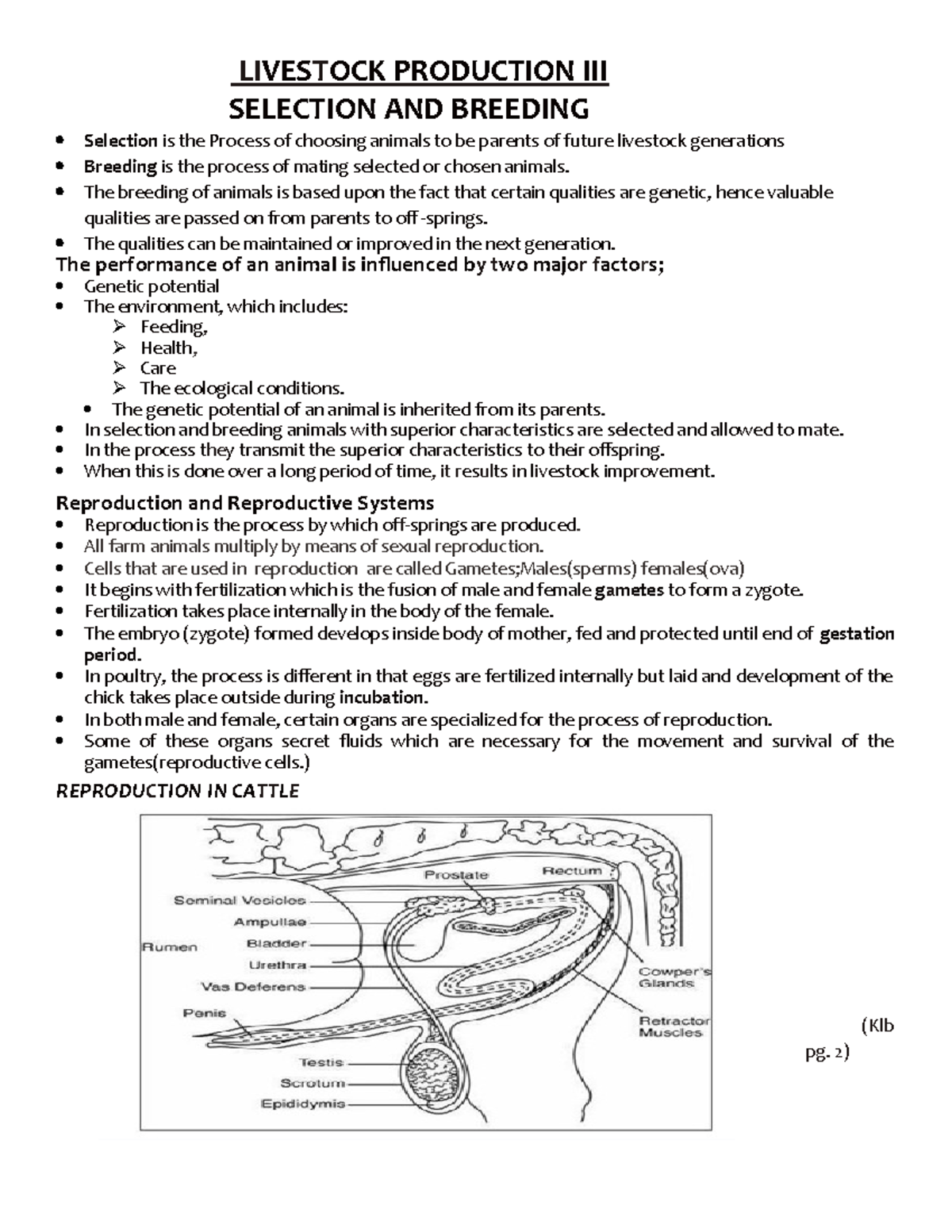 Agri f3 notes edited Comparative nites LIVESTOCK PRODUCTION III
