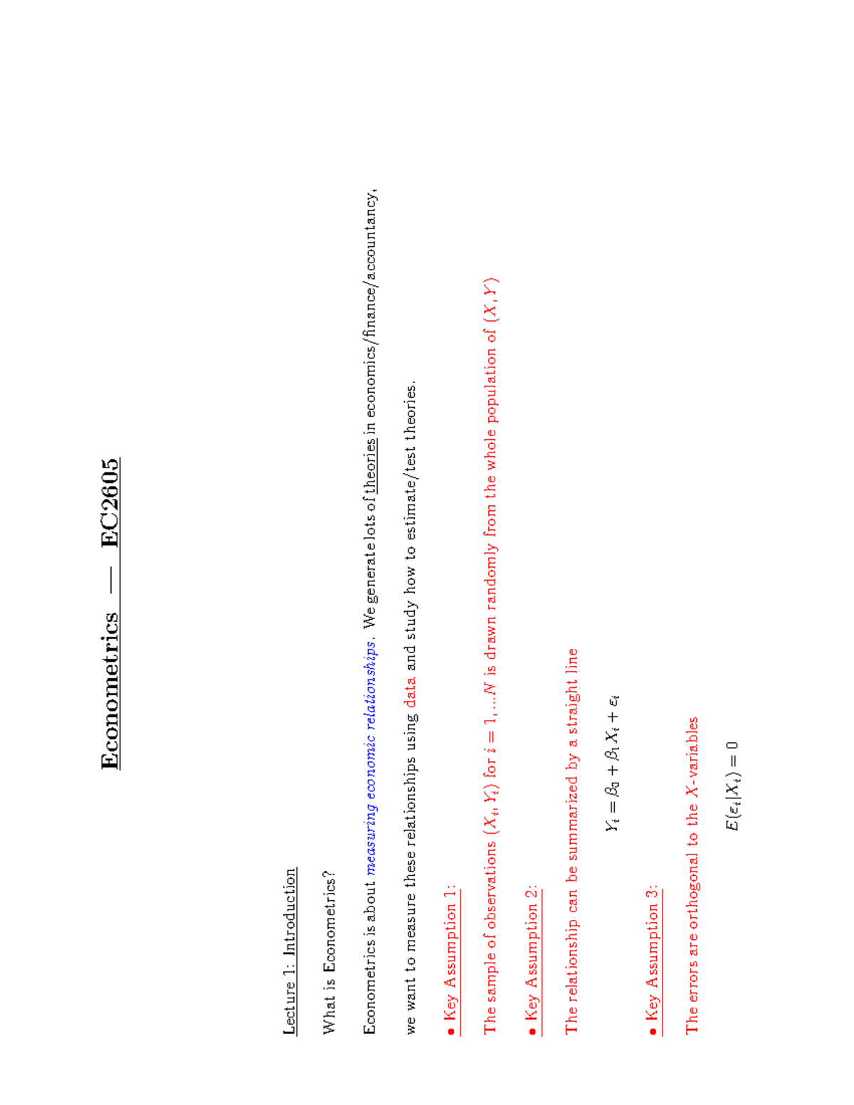 Metrics s - lecture notes - Econometrics — EC Lecture 1 ...