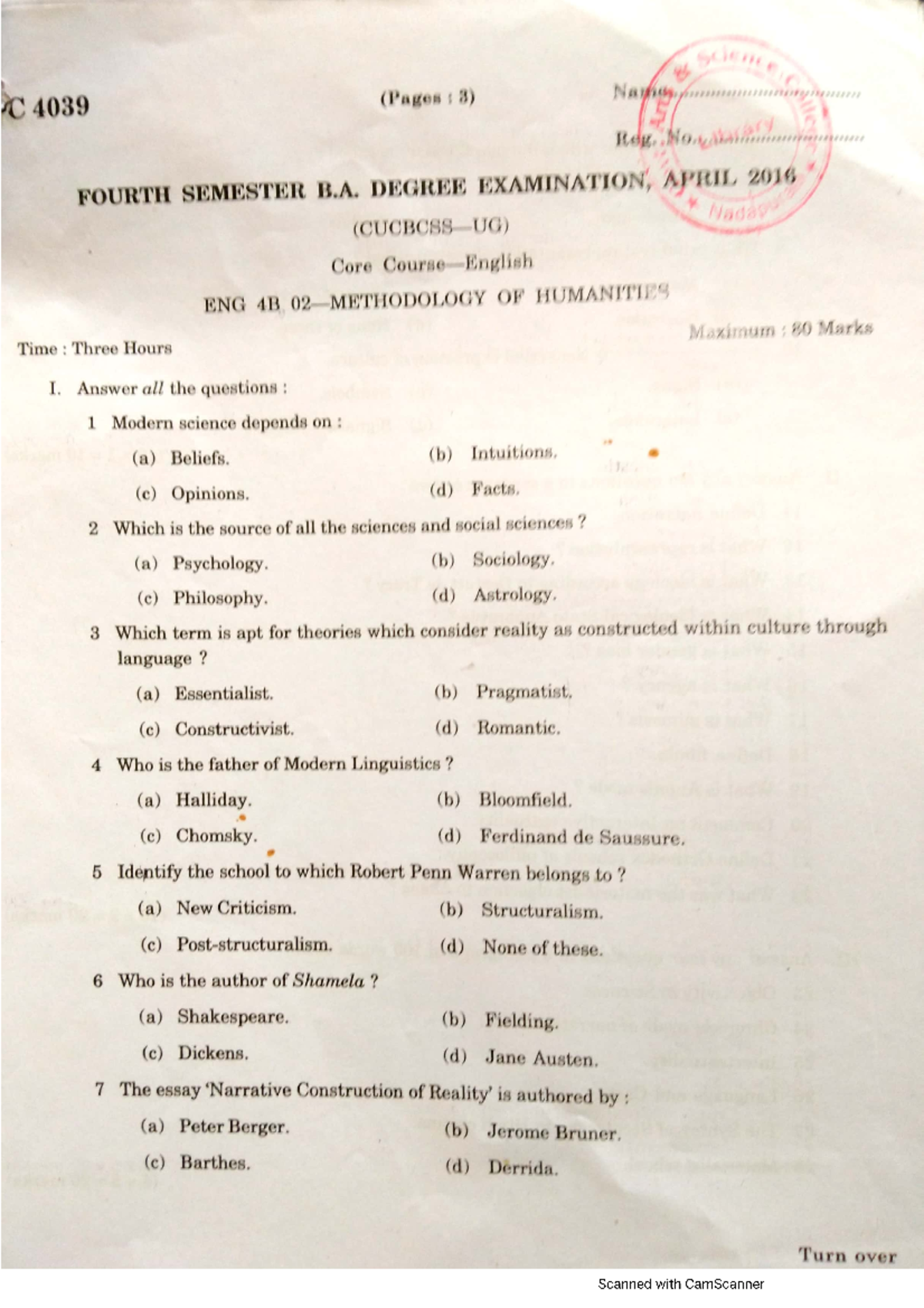 methodology of humanities and academic writing kannur university notes