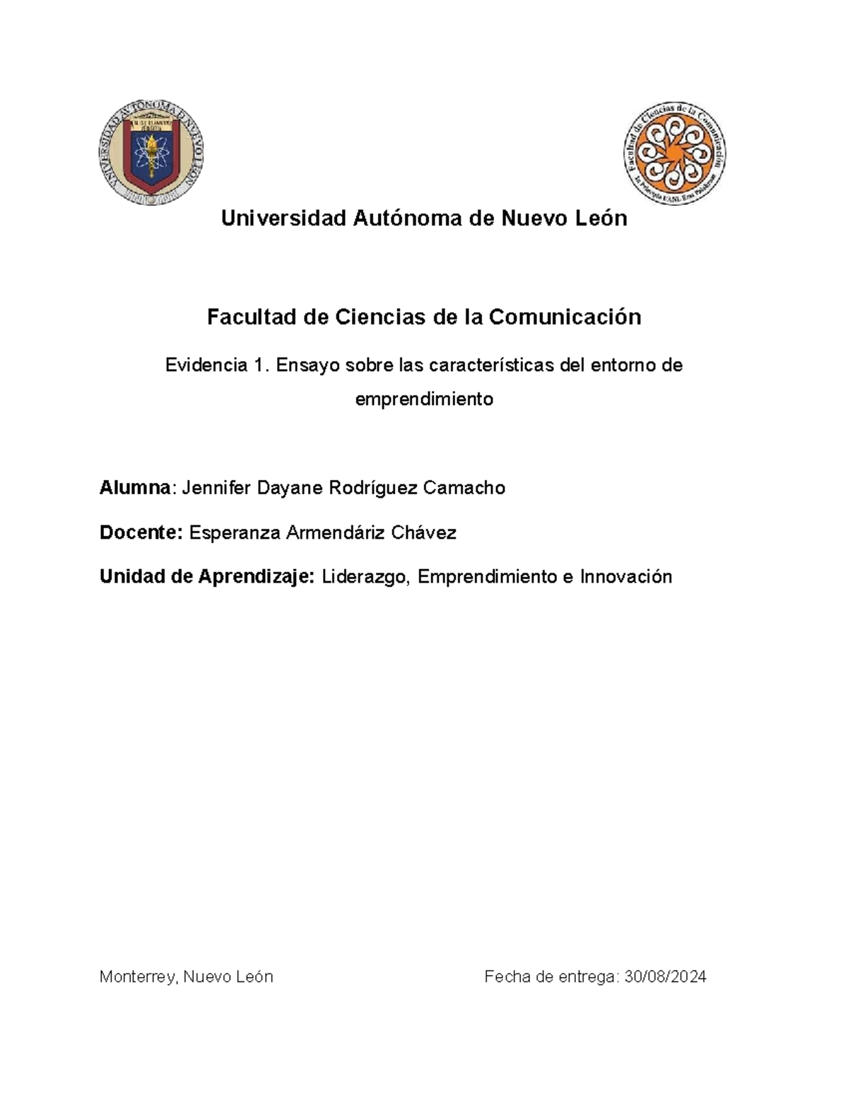 Evidencia 1 LEI - Universidad Autónoma de Nuevo León Facultad de ...