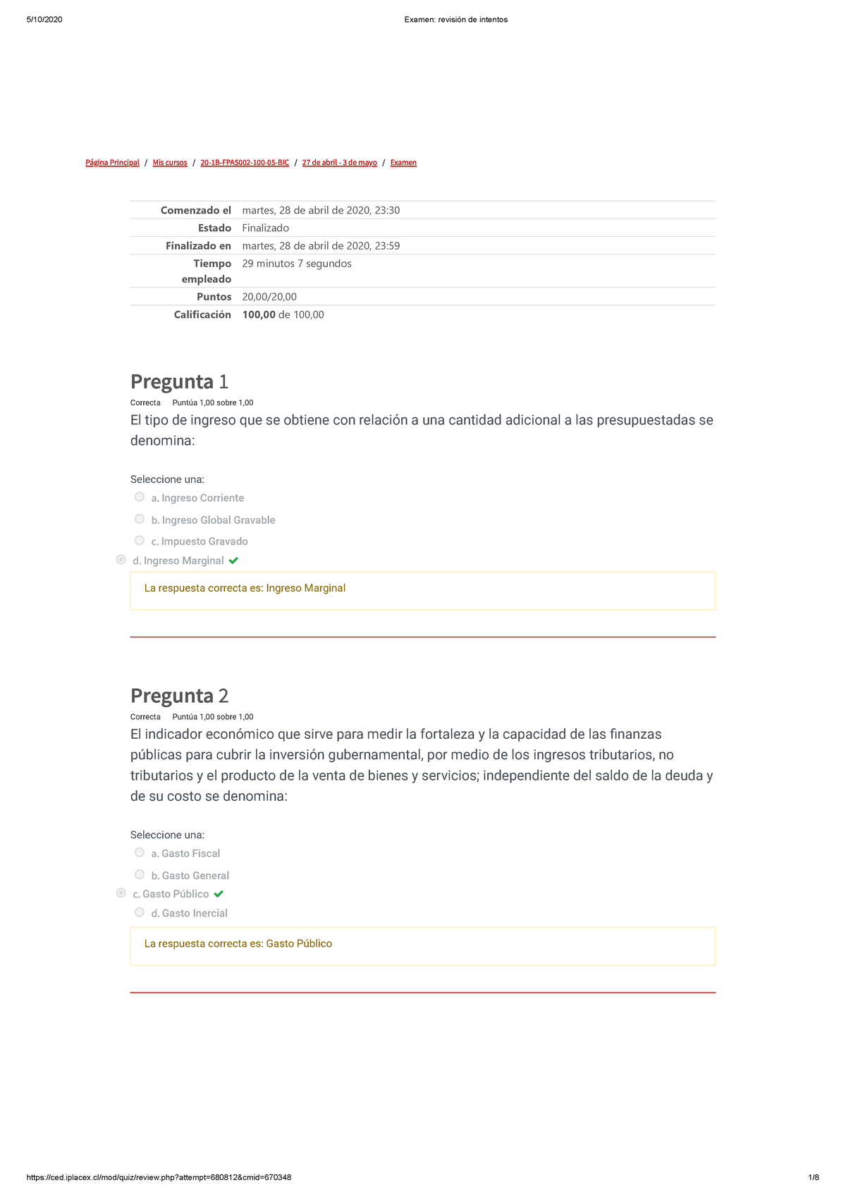 Examen Finanzas Publicas - Página Principal / Mis Cursos / 20-1B ...