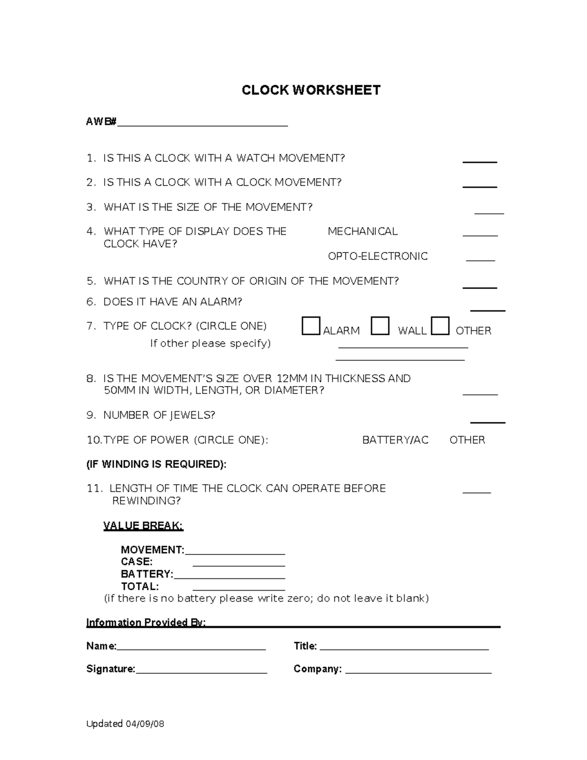Clock Worksheet - fedex - CLOCK WORKSHEET AWB# 1. IS THIS A CLOCK WITH ...