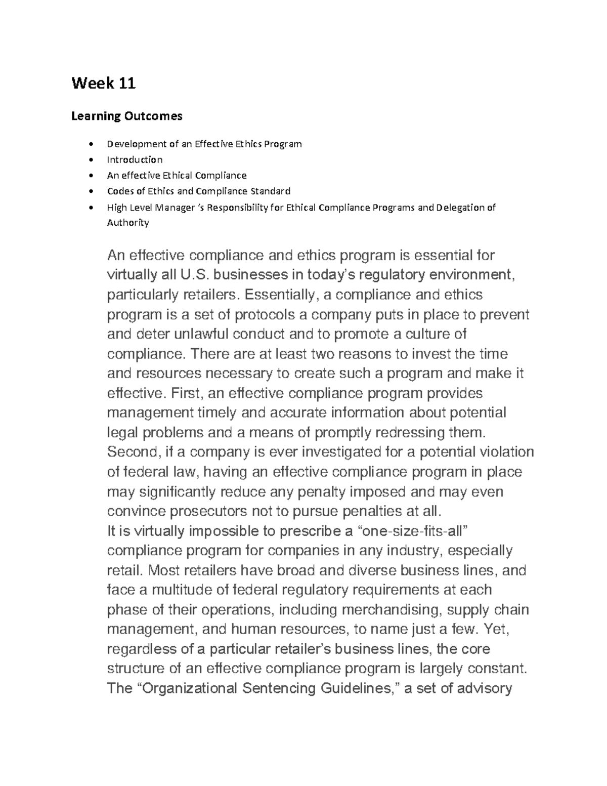 Week 11. BE-converted - Week 11 Learning Outcomes Development of an ...