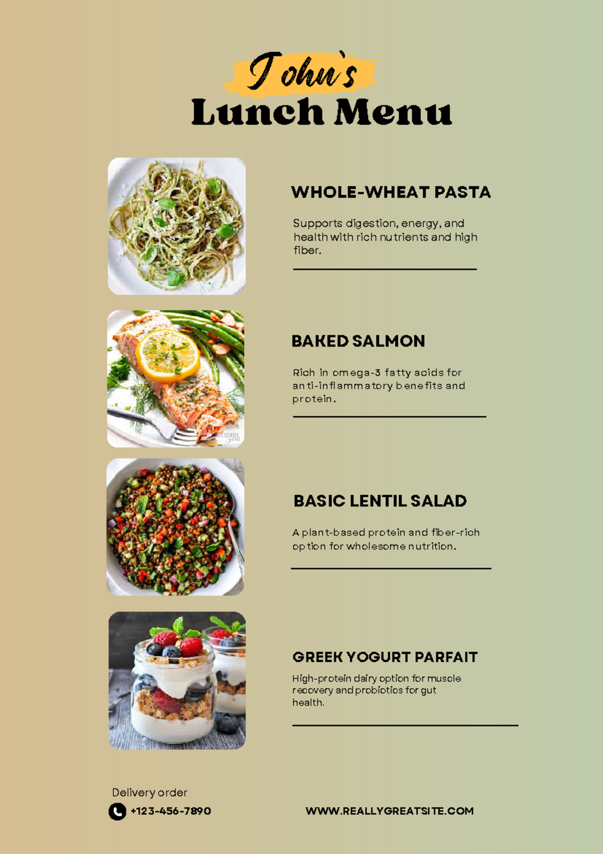 Beige Black Modern Simple Food Menu - Lunch Menu John’s WHOLE-WHEAT ...