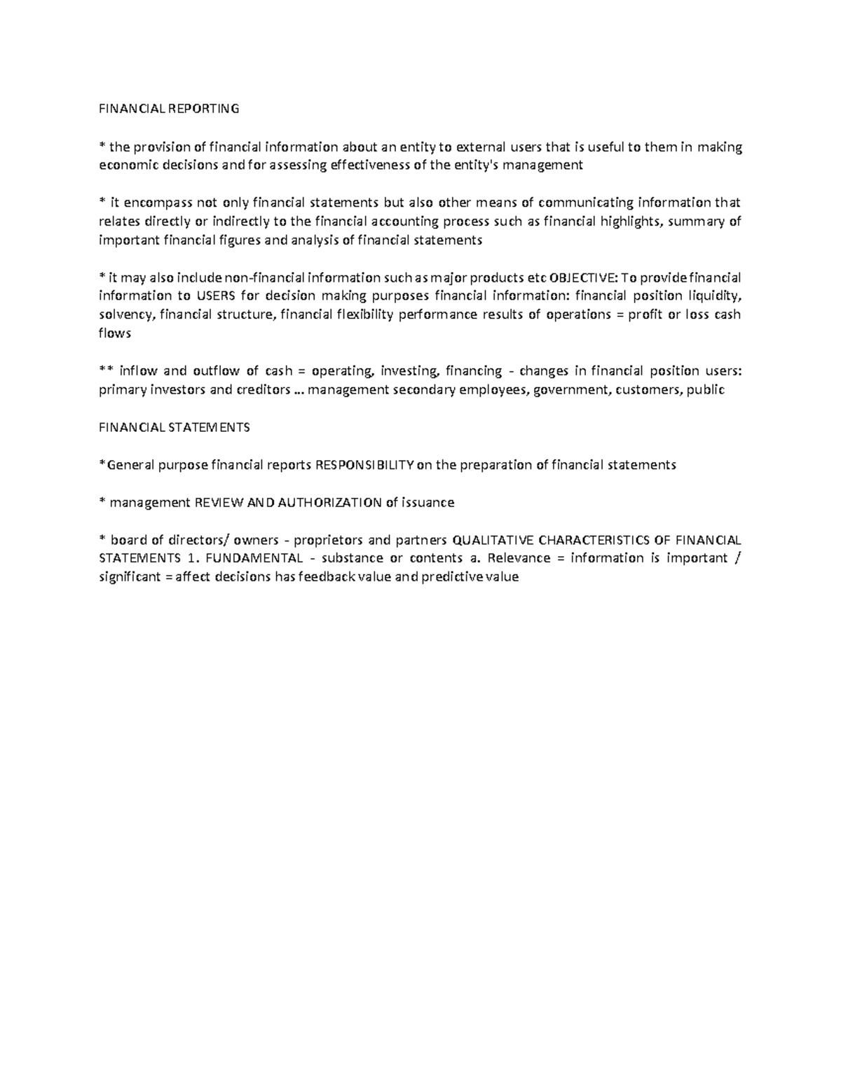 Financial Reporting Financial Reporting Financial Reporting - FINANCIAL ...