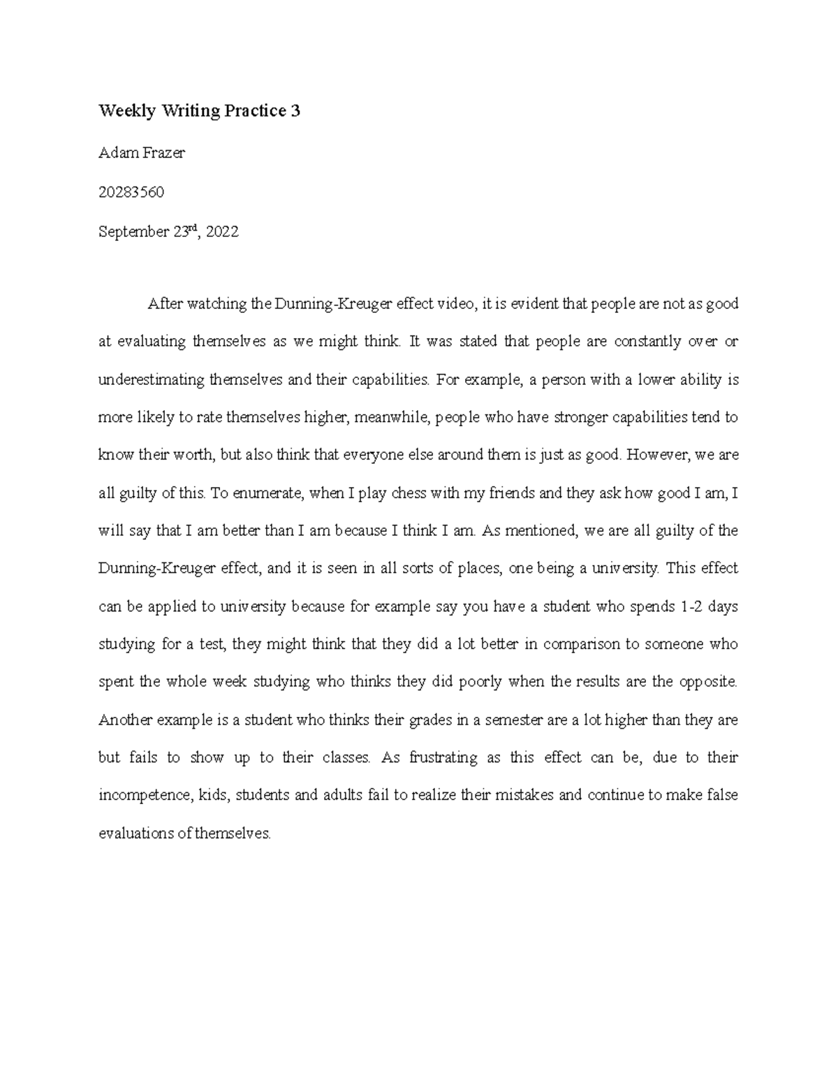 ASCX 150 weekly writing practice 3 - Weekly Writing Practice 3 Adam ...