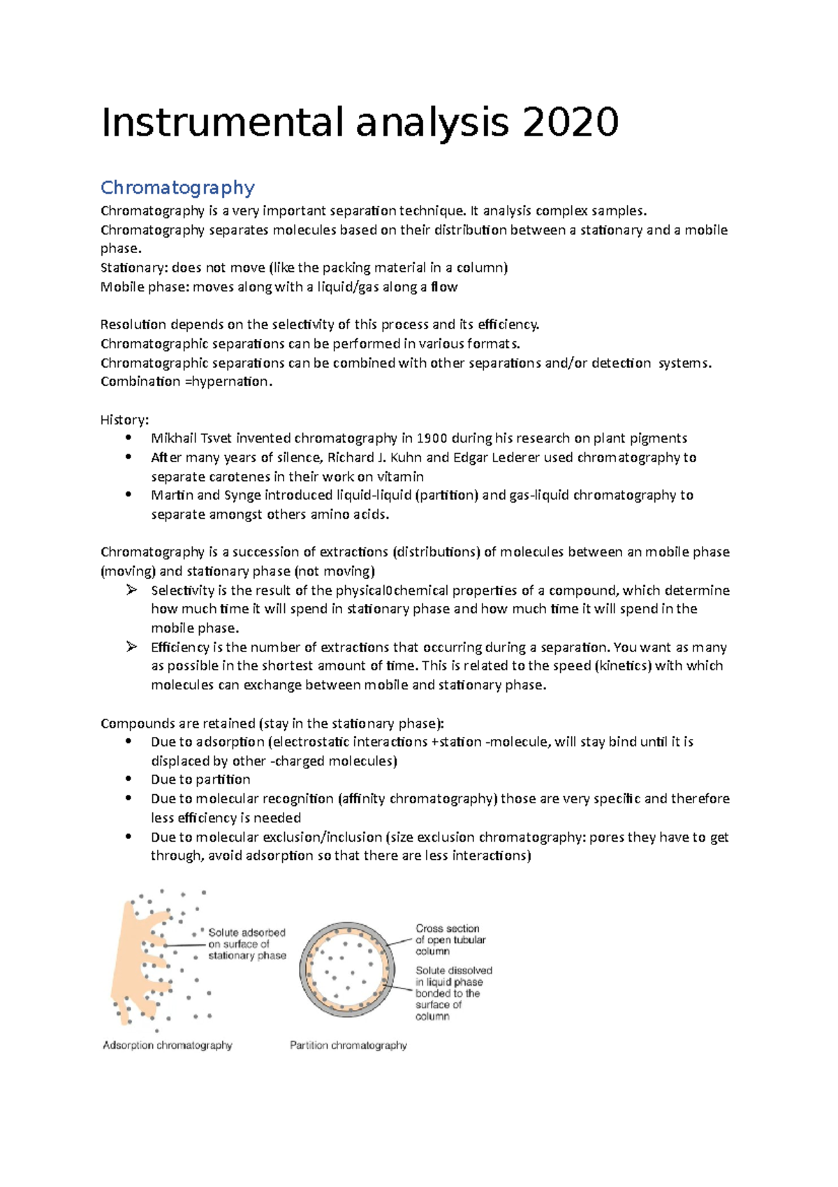 Instrumental analysis 2020 Instrumental analysis 2020 Chromatography