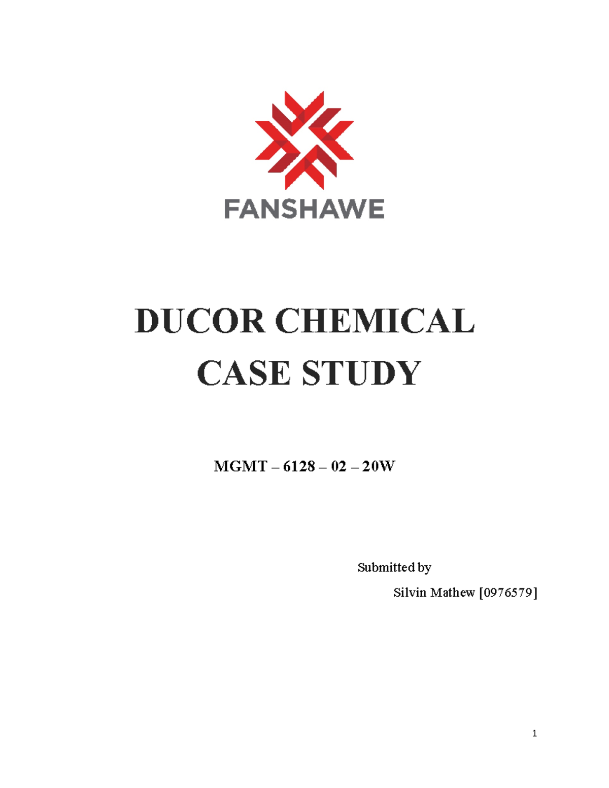 Ducor Chemical DUCOR CHEMICAL CASE Studocu