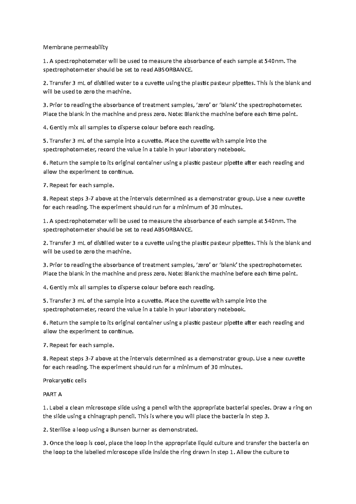 Lab book stuff methods and conclusions for lab notebook Membrane