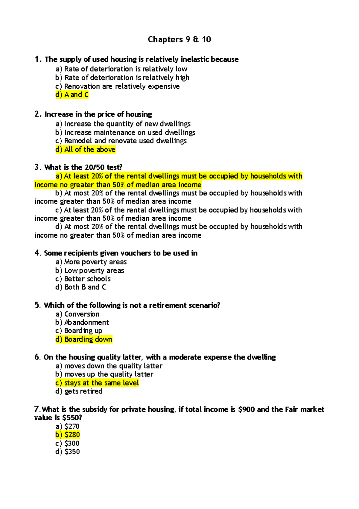 Seminar Assignments - Multiple Choice Questions - Chapter 9 & 10 ...