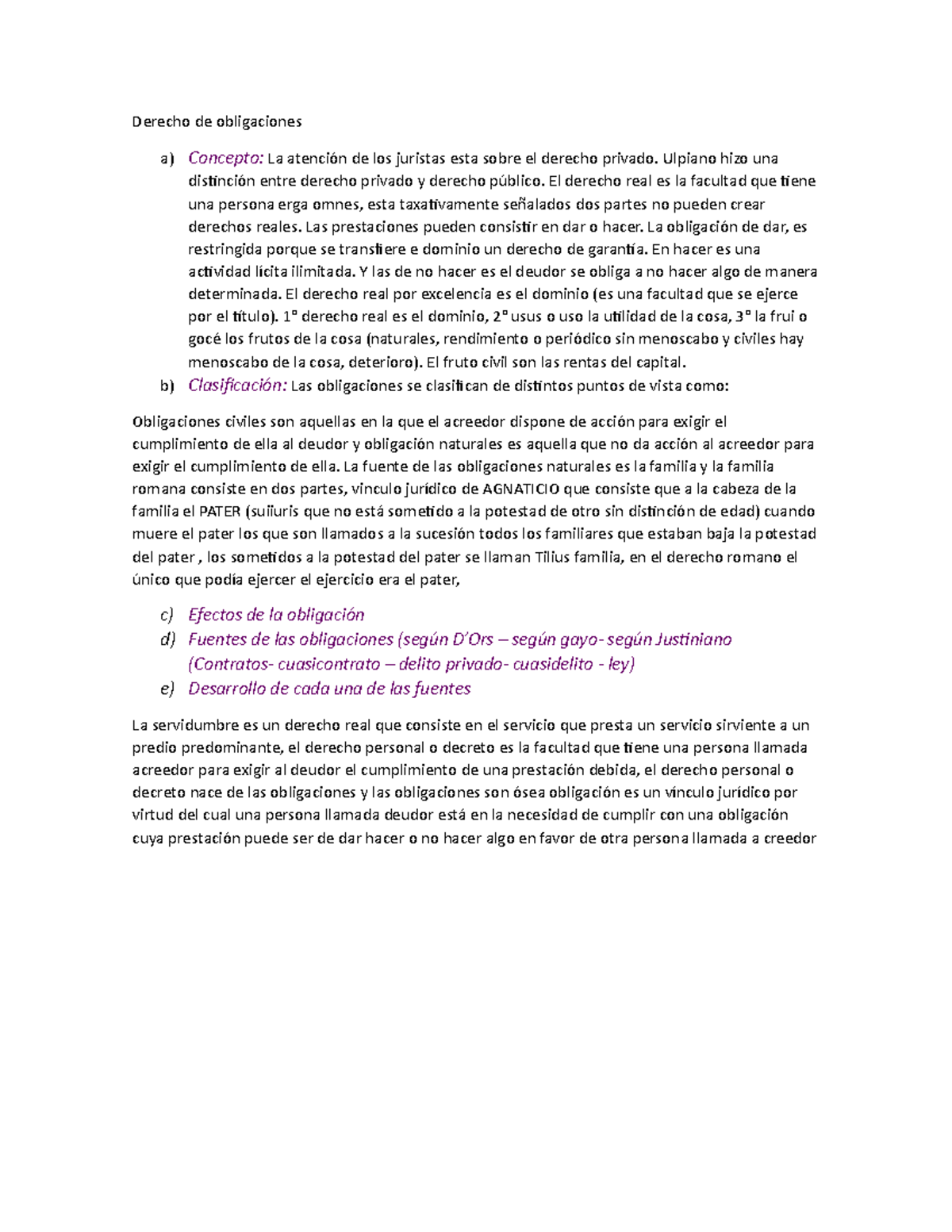 Clase del 02 de junio - Derecho de obligaciones a) Concepto: La ...