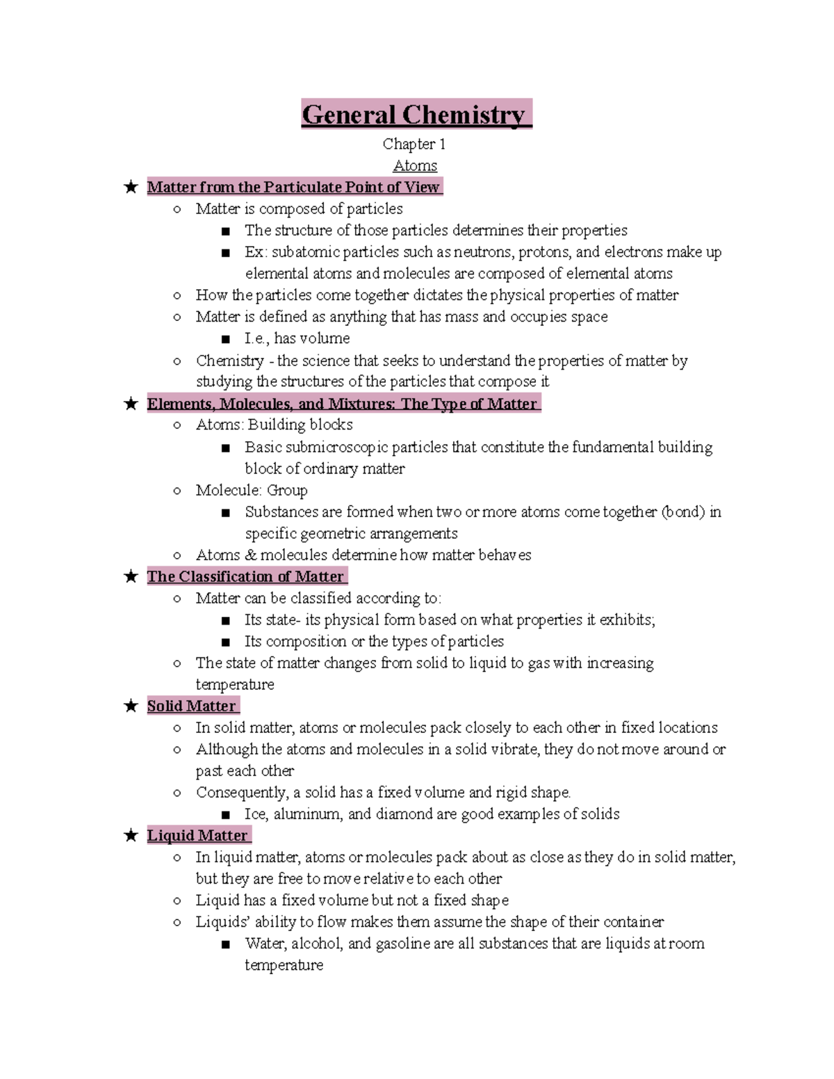 General Chemistry - Chapter 1 - General Chemistry Chapter 1 Atoms ...