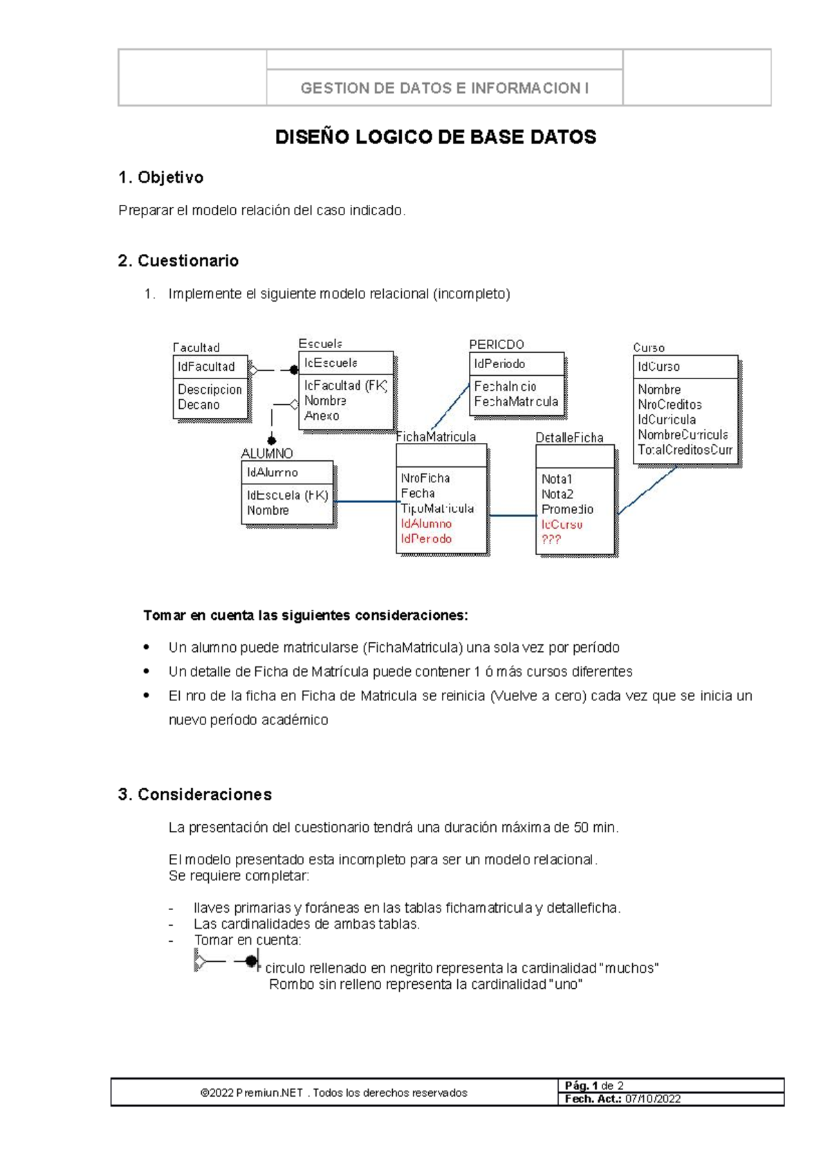 Ws06 Diseño Lógico V2 Gestion De Datos E Informacion I DiseÑo Logico De Base Datos 1 Objetivo 5794