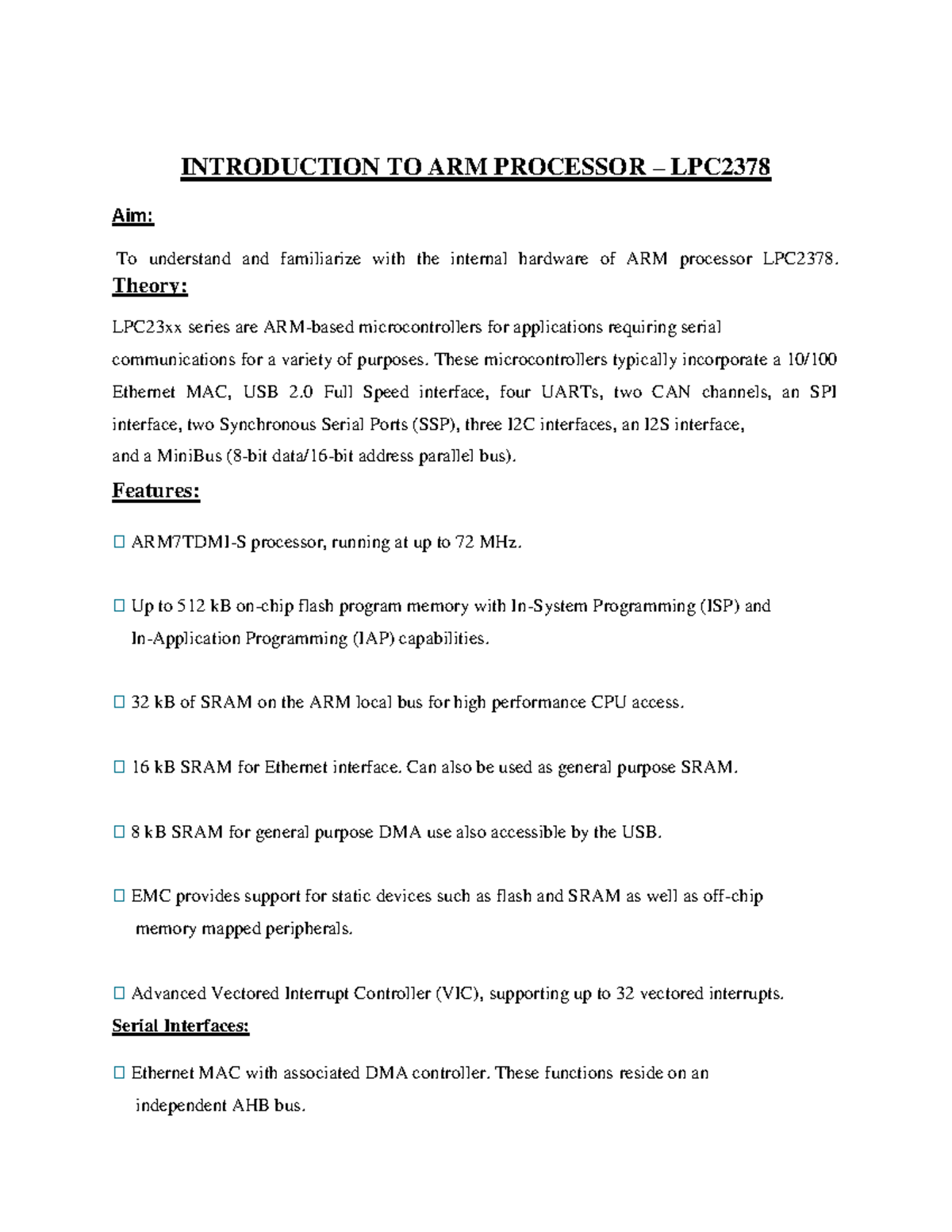 Introduction to arm processor lpc2378 introduction to arm processor