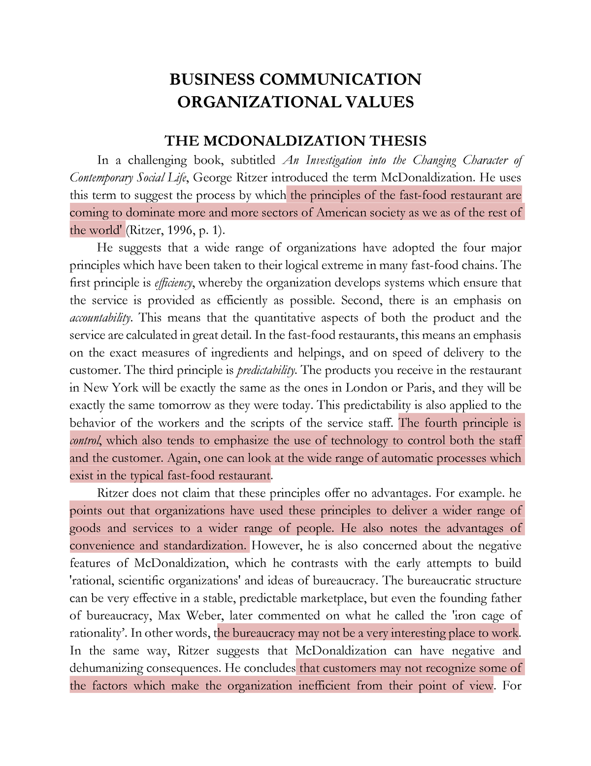 thesis organizational communication