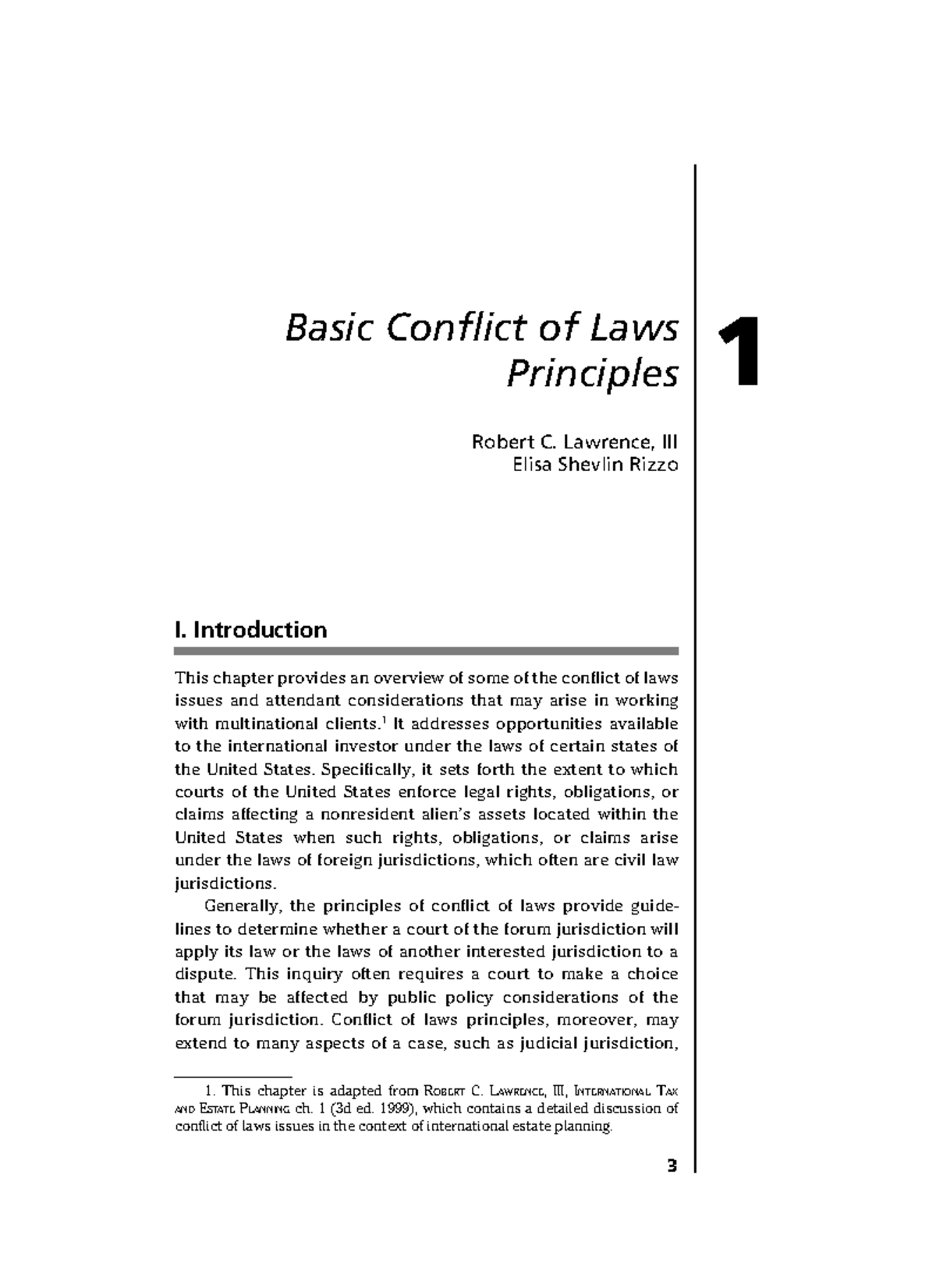 Chapter 1 - Work - 1 Basic Conflict Of Laws Principles Robert C ...