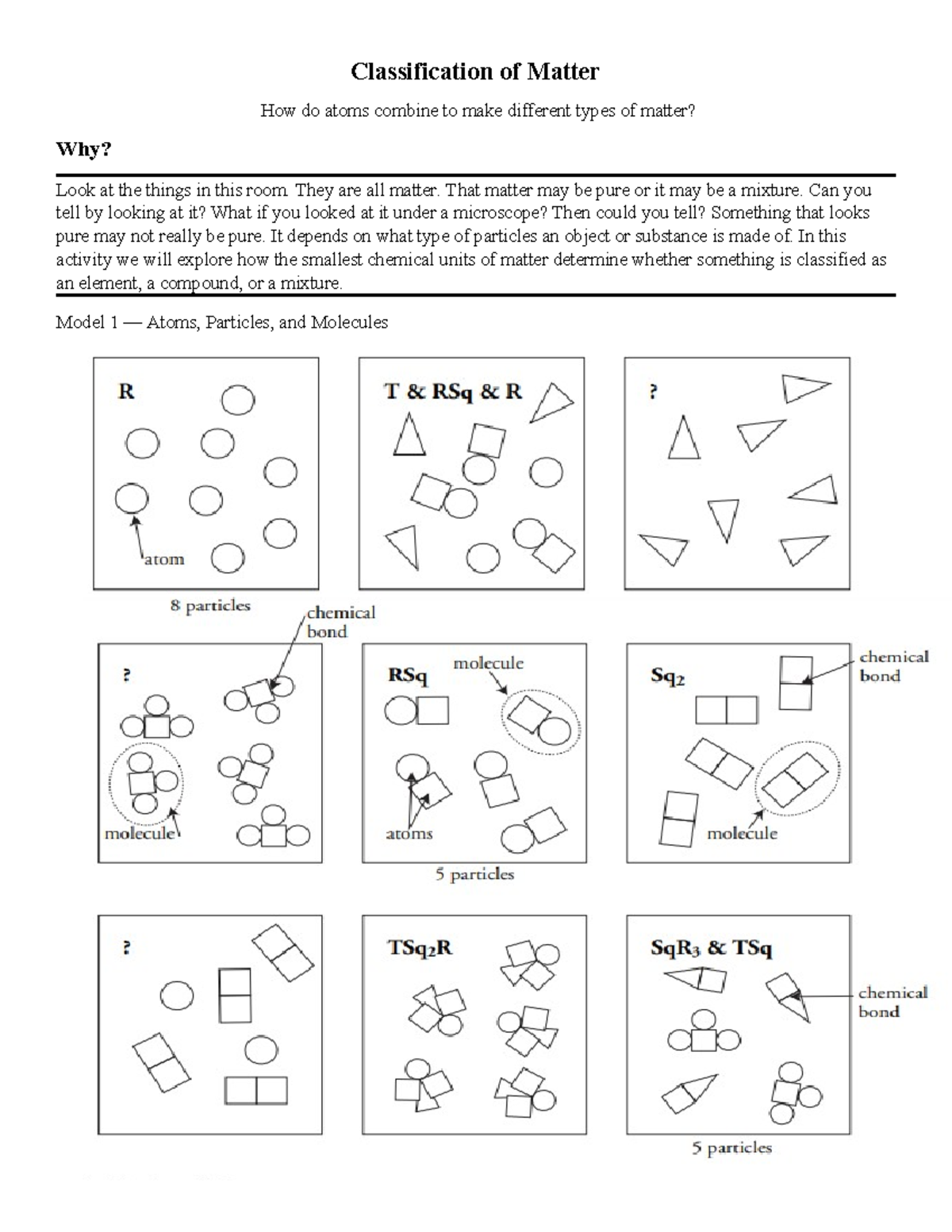 U1L4Classificationof Matter Packet - Classification of Matter How do ...