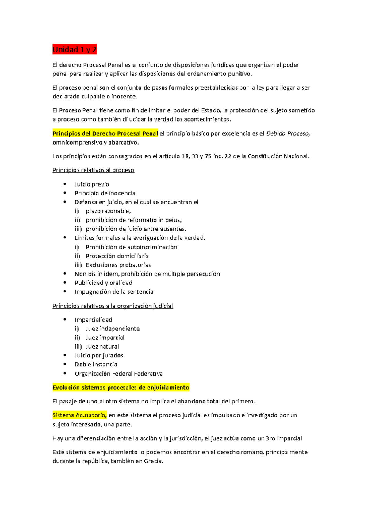 Unidad 1y2 - Unidad 1 y 2 El derecho Procesal Penal es el conjunto de ...