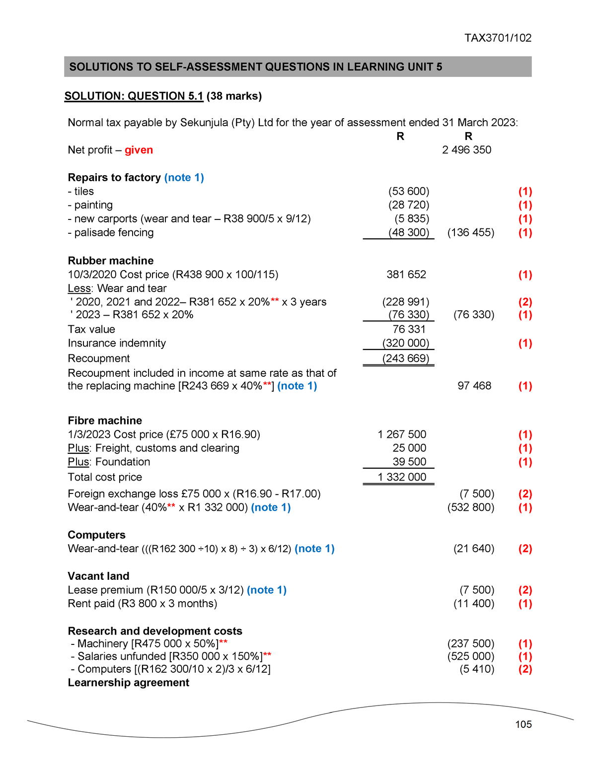 TAX3701 2022 TL 102 Learning Unit 5 Self Assessment Questions Suggested ...