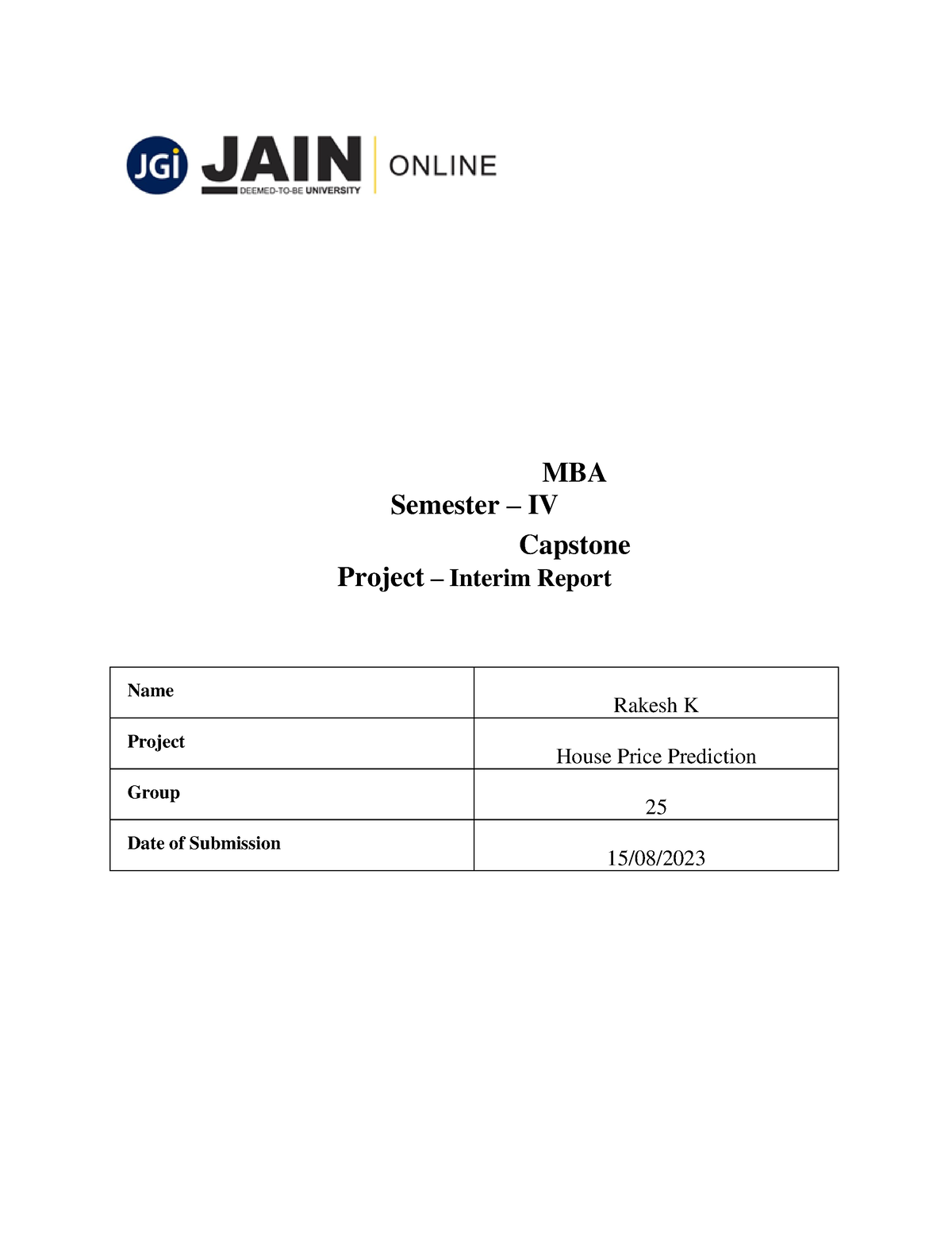 capstone project interim report