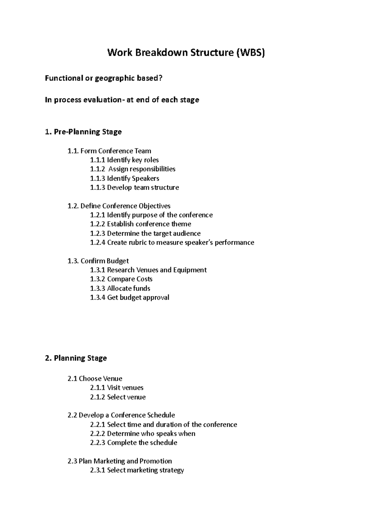 Project Management Notes - Work Breakdown Structure (WBS) Functional or ...