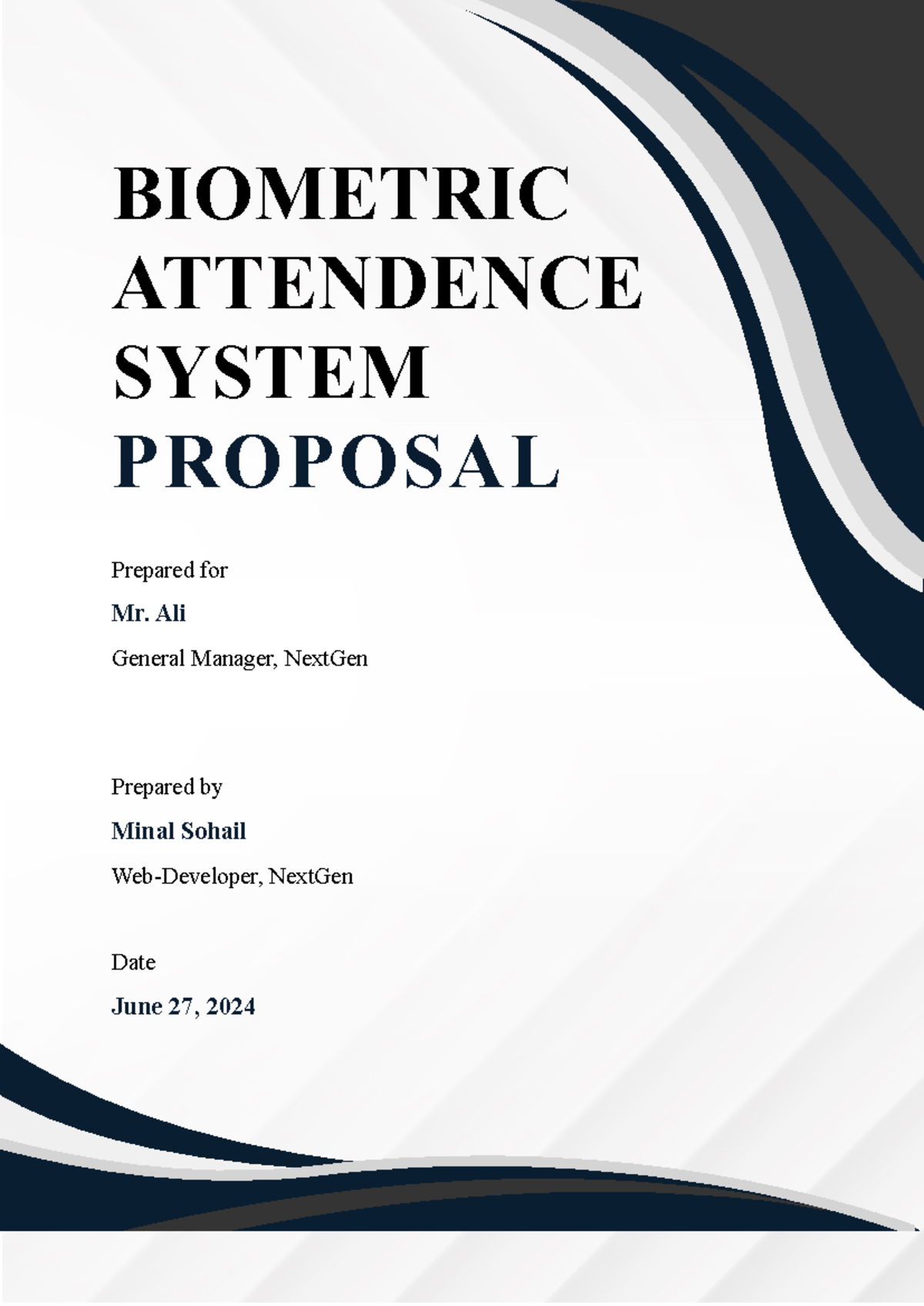 ENG201 Assignment - BIOMETRIC ATTENDENCE SYSTEM PROPOSAL Prepared for ...