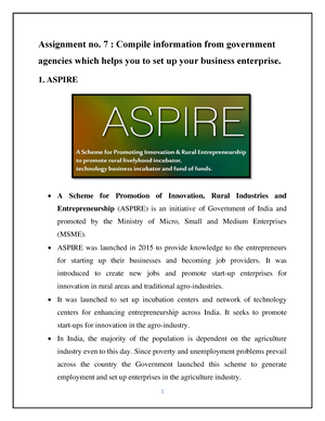 Entrepreneurship Development - Assignment No. 6: Compile The ...