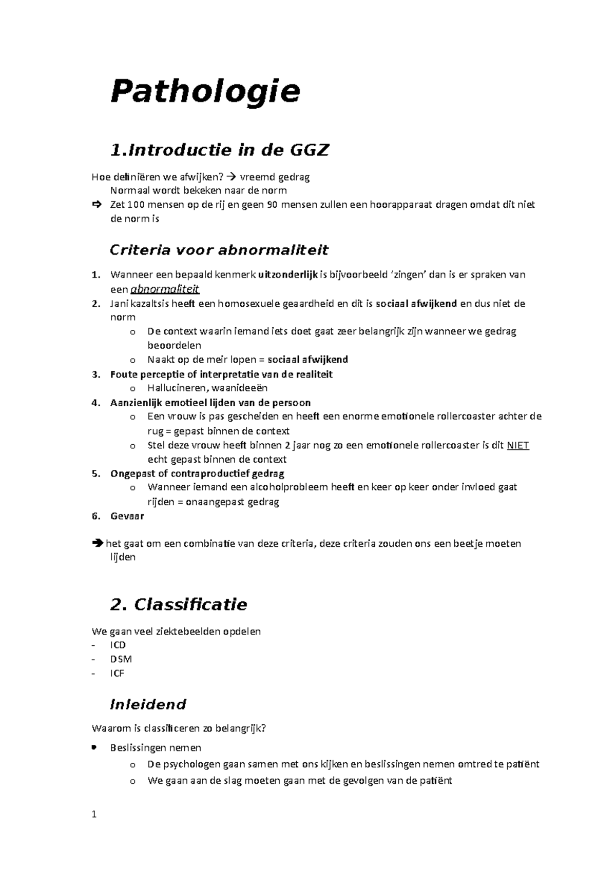 Pathologie Geestelijke Gezondheidszorg - Pathologie 1 In De GGZ Hoe ...