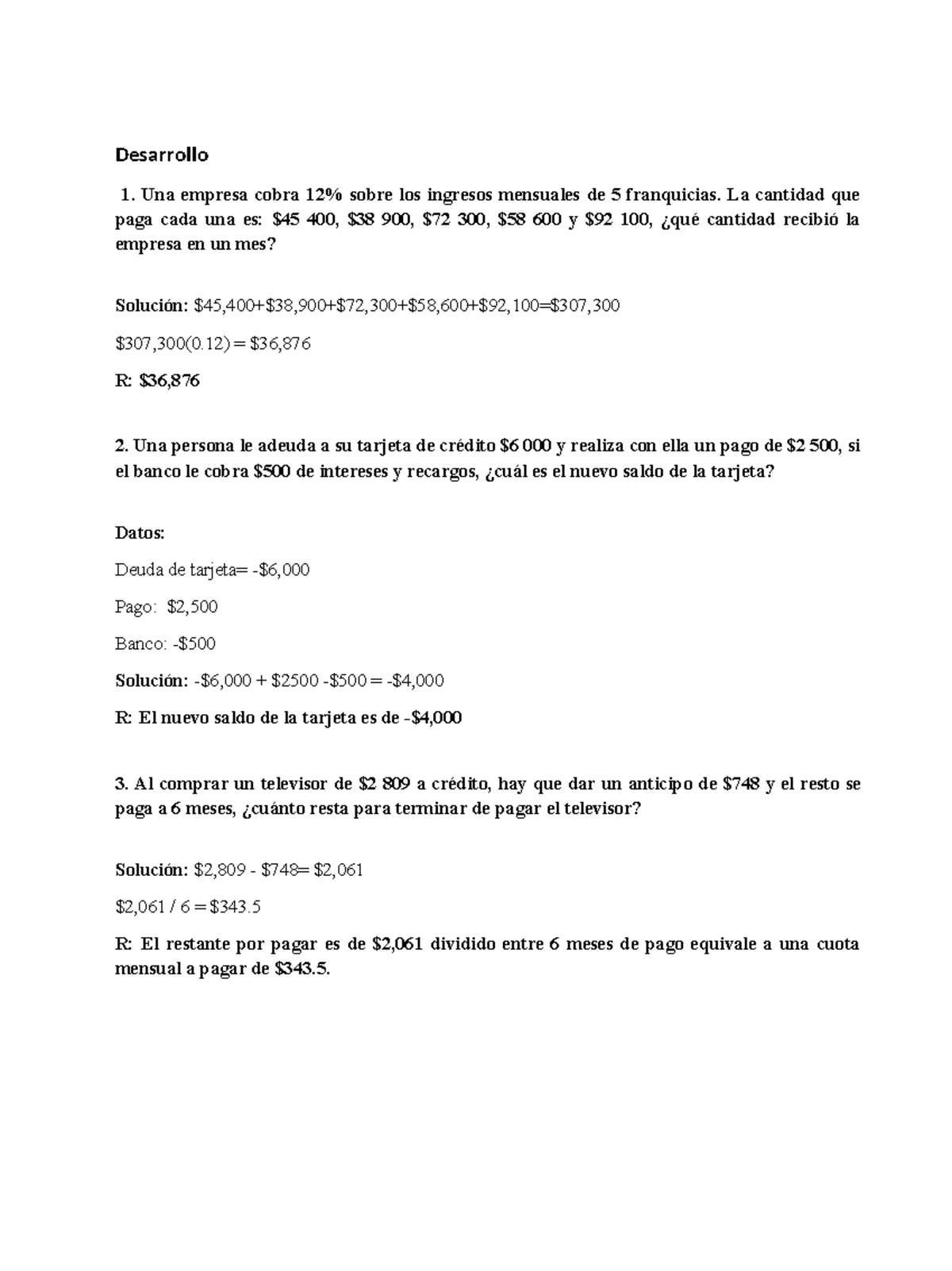 Tarea math uapa - Desarrollo Una empresa cobra 12% sobre los ingresos ...