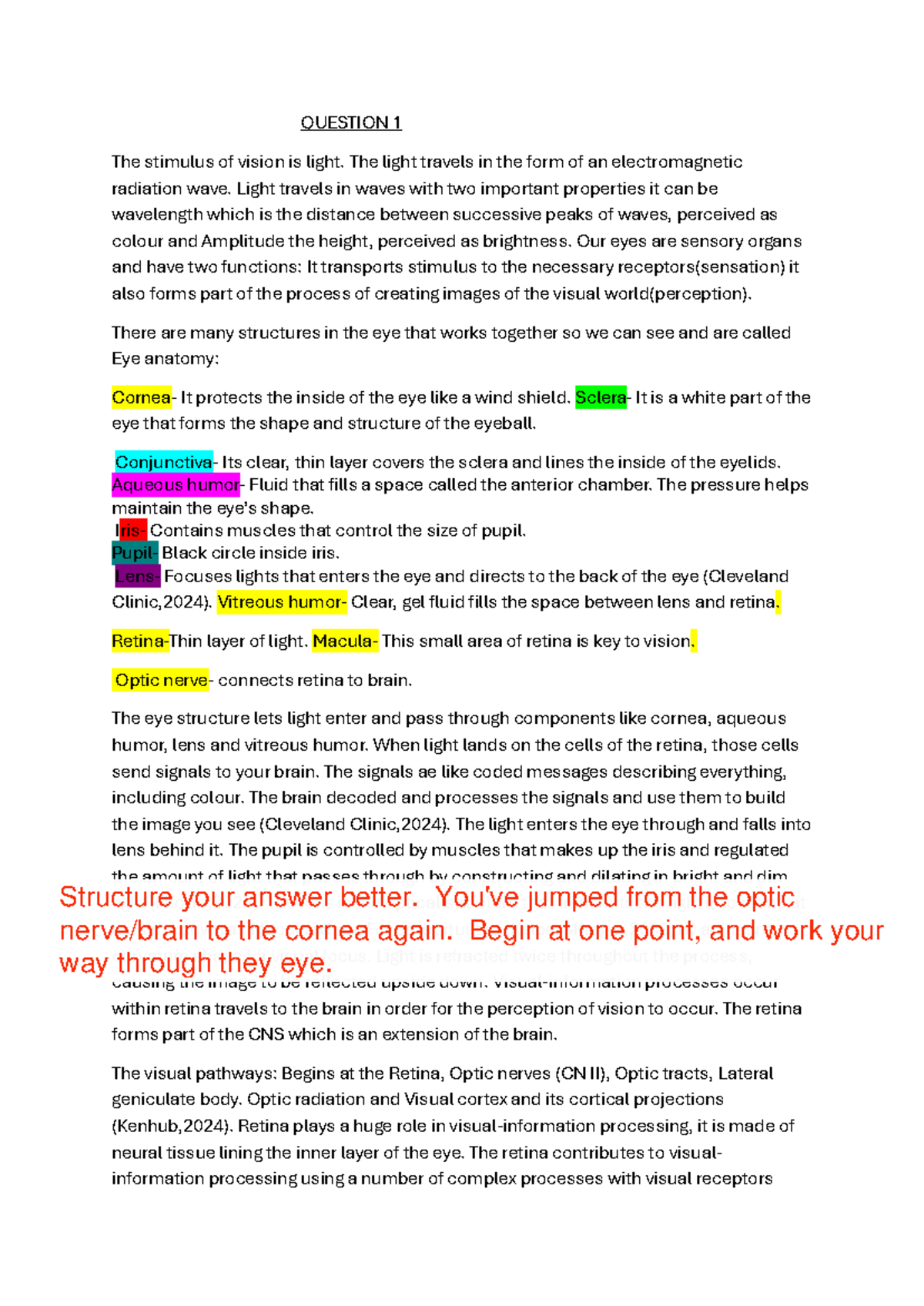 Psychology+ Assignment+2 - QUESTION 1 The stimulus of vision is light ...