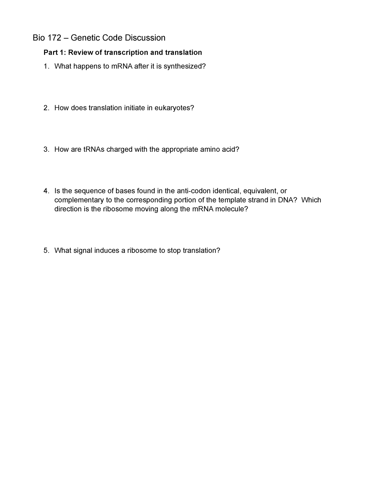 essay questions on genetic code