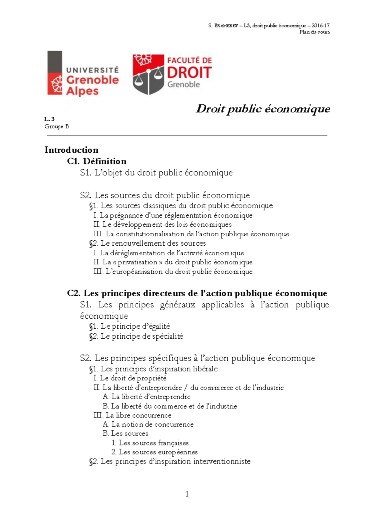 Dpe Plan Plan Du Cours De Droit Public Conomique Sommaire S Brameret L Droit Public