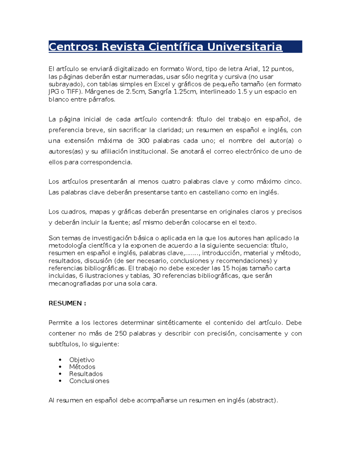 Reglas de Publicación en Centros - Centros: Revista Científica ...