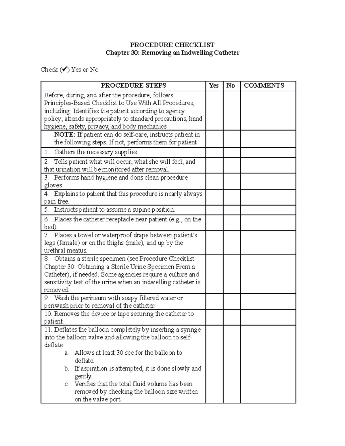 Chp30-07 - check off - PROCEDURE CHECKLIST Chapter 30: Removing an ...