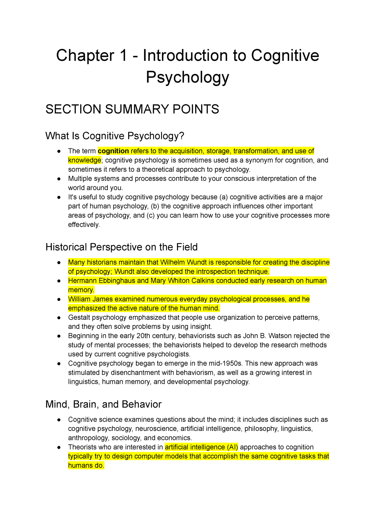 Chapter 1 - Introduction To Cognitive Psychology - Multiple Systems And ...