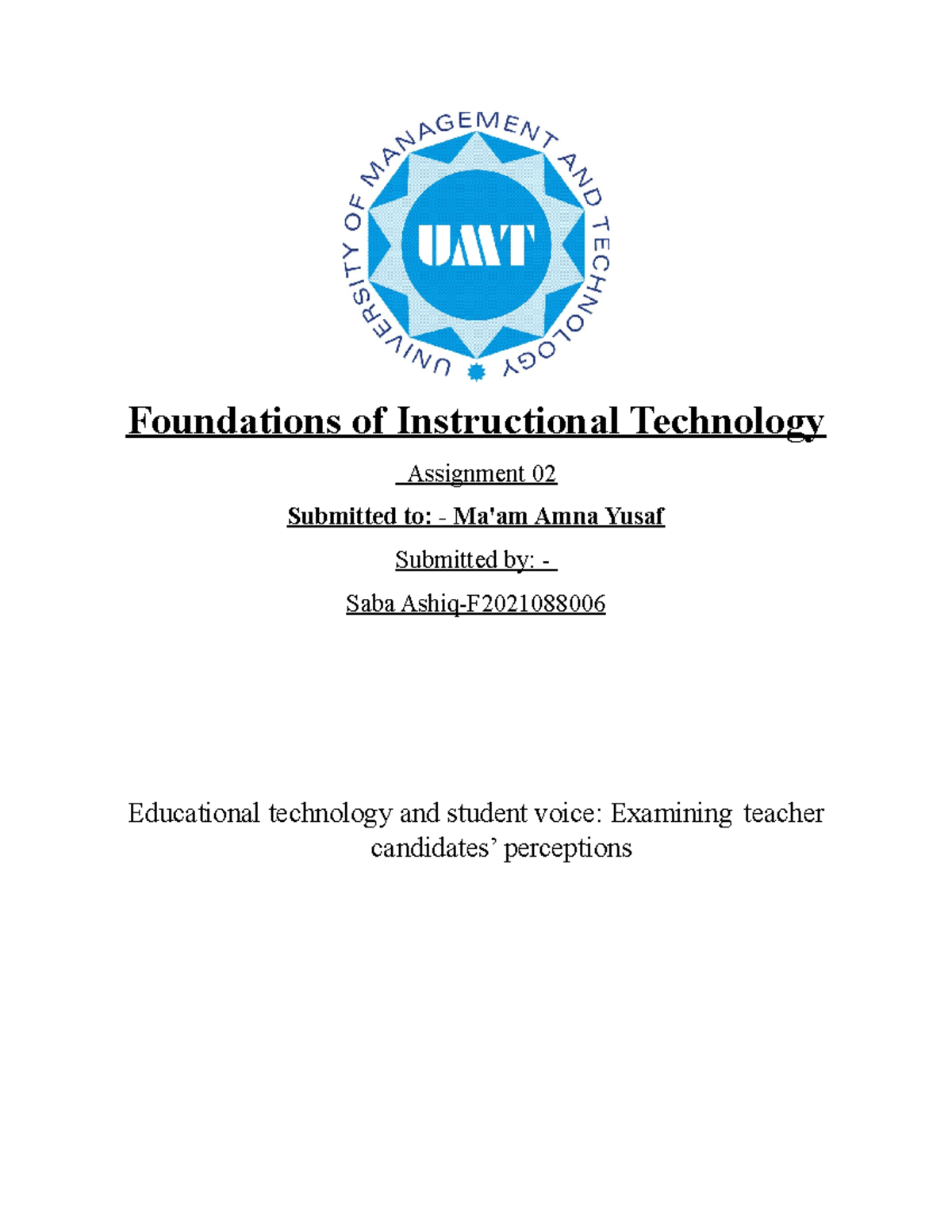 instructional technology assignment