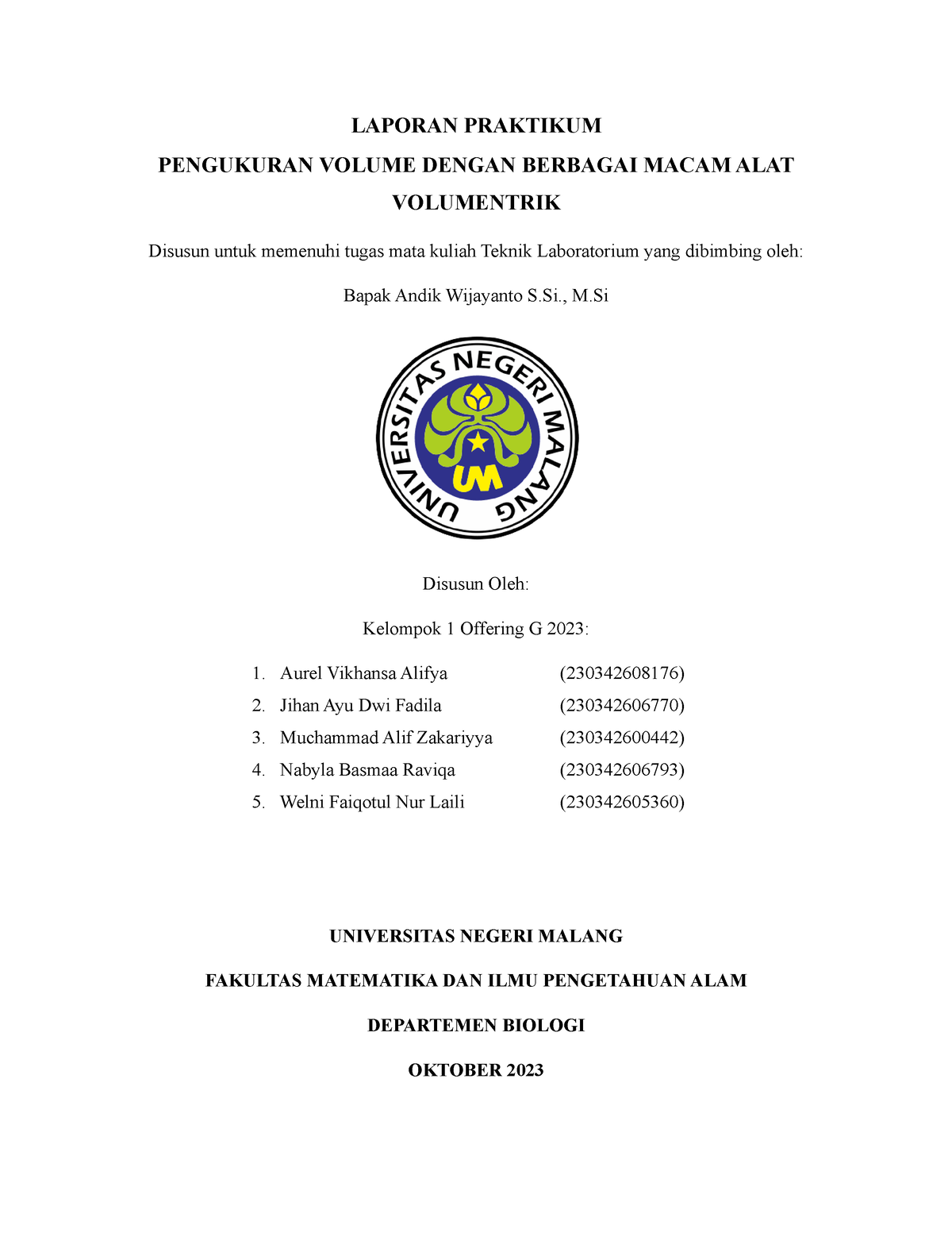 K1 LAP Percobaan 3 Pengukuran Volume - LAPORAN PRAKTIKUM PENGUKURAN ...