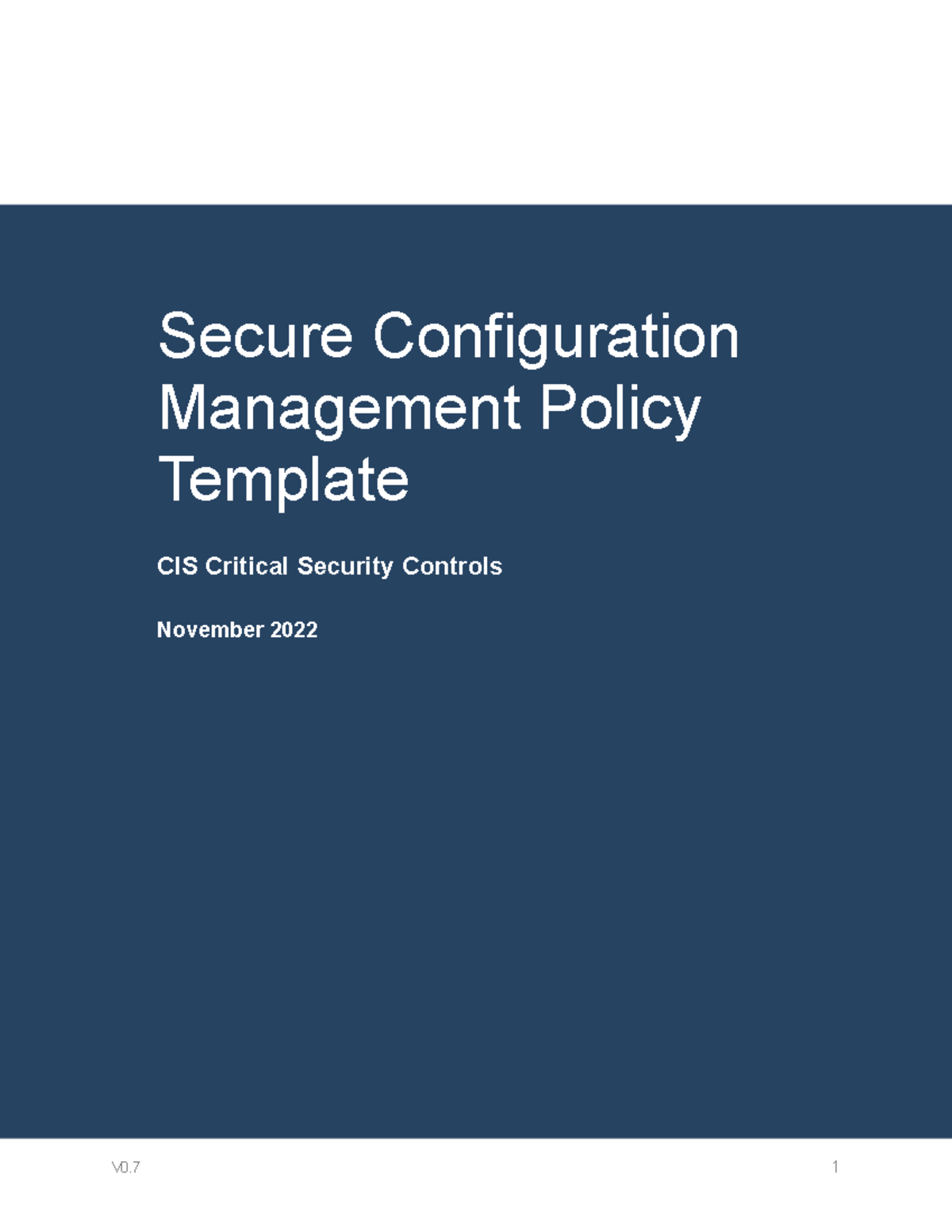 Secure Configuration Management Policy Template for CIS Control 4 ...