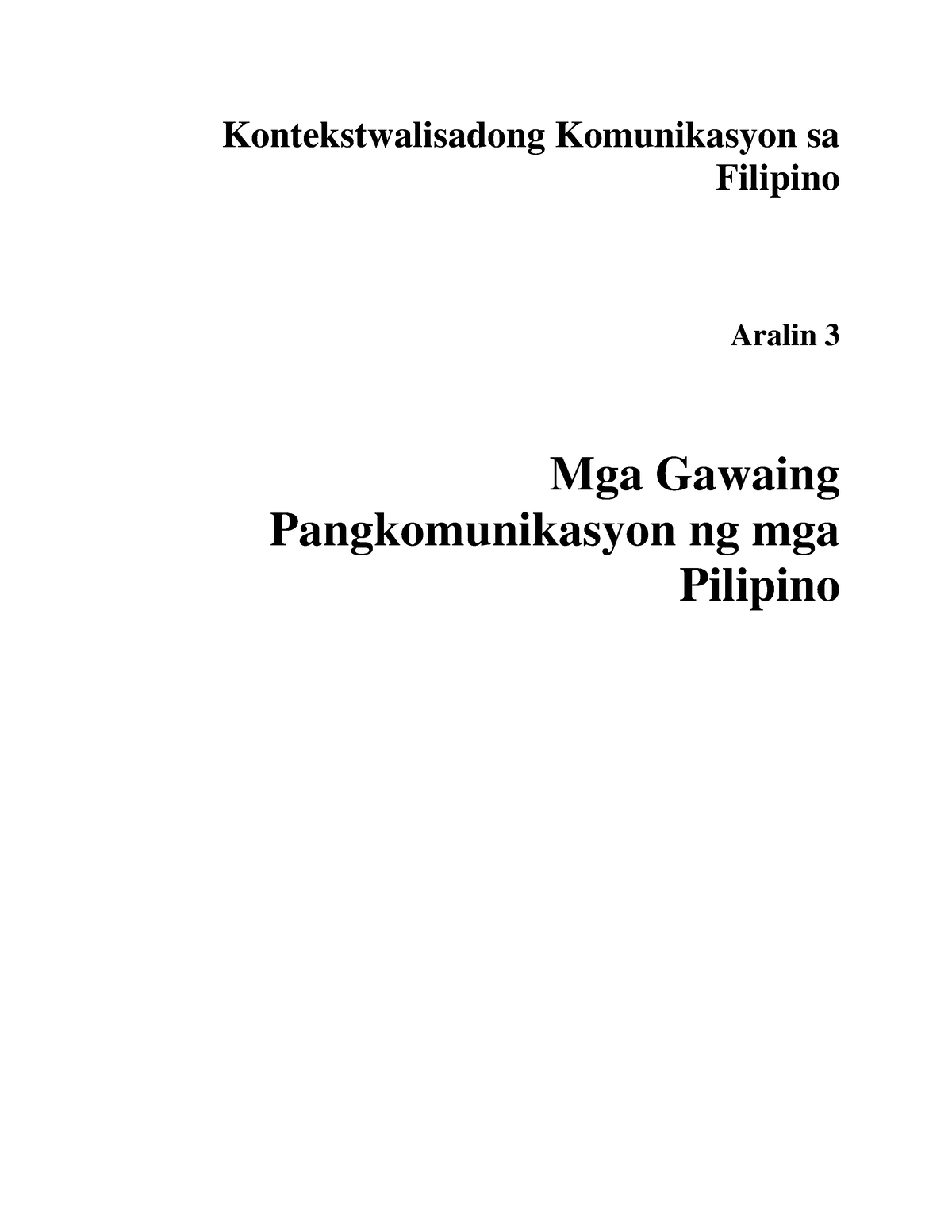 FILN1- Aralin-3 - Filipino - Kontekstwalisadong Komunikasyon Sa ...