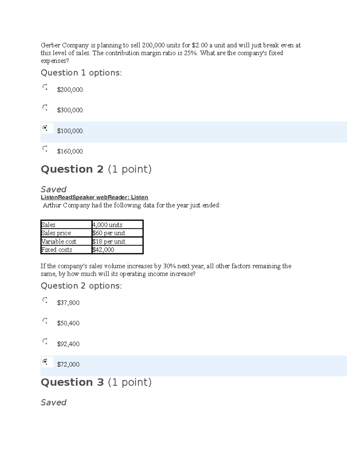 Management accounting Gerber Company is planning to sell 200,000