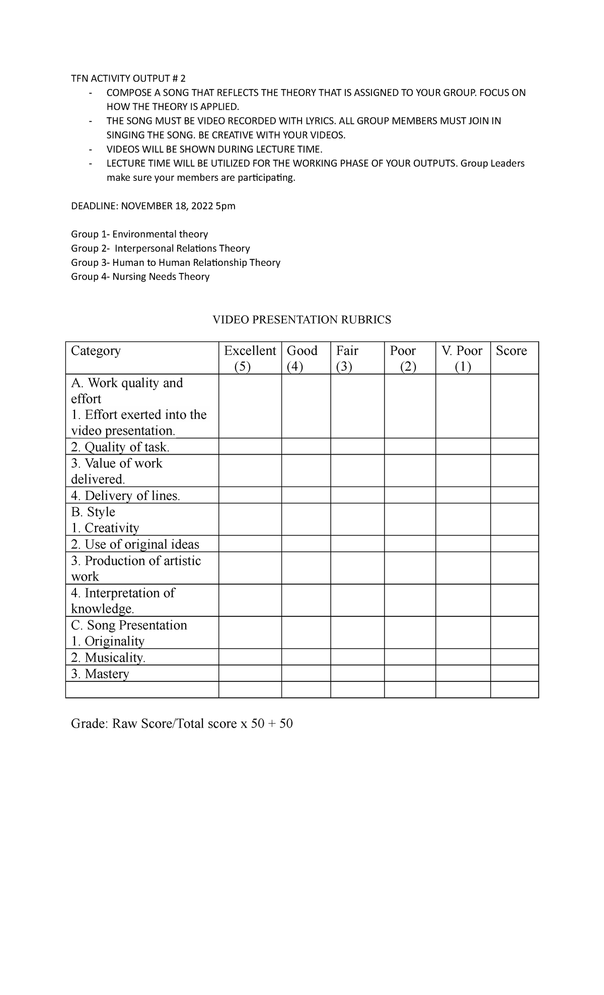 Instructions for Output 2 - TFN ACTIVITY OUTPUT # 2 - COMPOSE A SONG ...